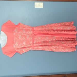 Coral Colored Lace Midi Dress
